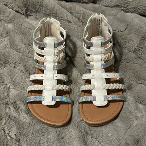 Girls sandals - white & reflective silver